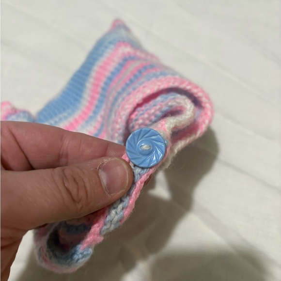 Vintage striped Pink and Blue Kids Knit Hat - Picture 4 of 6